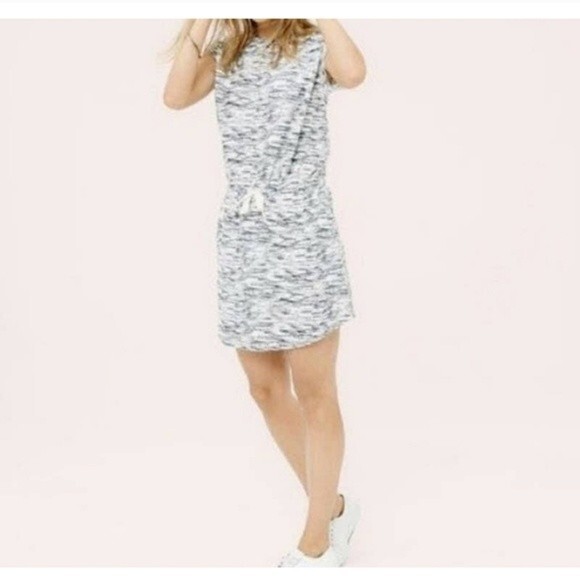 Lou & Grey  Womens Gray and White Short Sleeved T-Shirt Dress - Picture 1 of 7